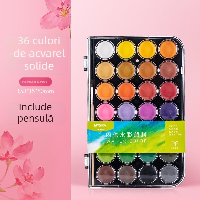 Set gouache pigmenți solizi pentru pictură — Morning Light ambalaj în cutie, materiale de bază