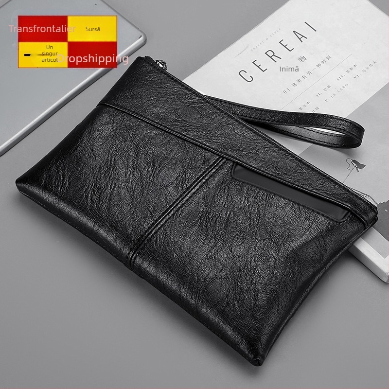 Clutch bărbătesc tip plic, din PU piele, impermeabil, capacitate mare, încăpe o tabletă