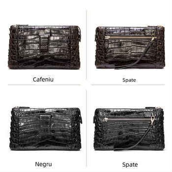 Clutch din piele pentru bărbați – Piele naturală, Prim strat de piele de vită, Capacitate mare, Încap laptop de 8 inci, Rezistent la uzură, Pentru drumuri de afaceri