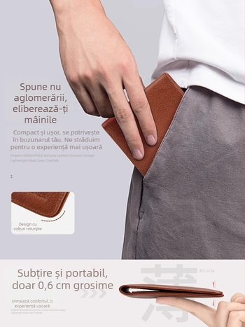 Portofel King Paul din piele naturală, piele de vită prim strat, protecție RFID, stil business, monocrom