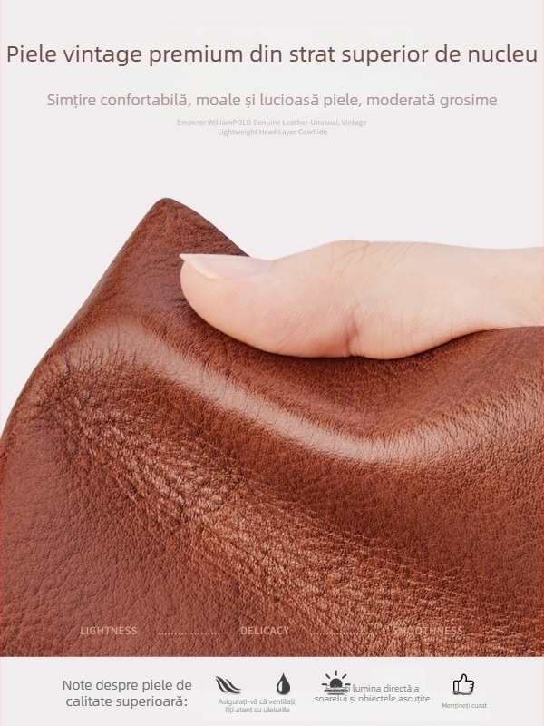 Portofel King Paul din piele naturală, piele de vită prim strat, protecție RFID, stil business, monocrom