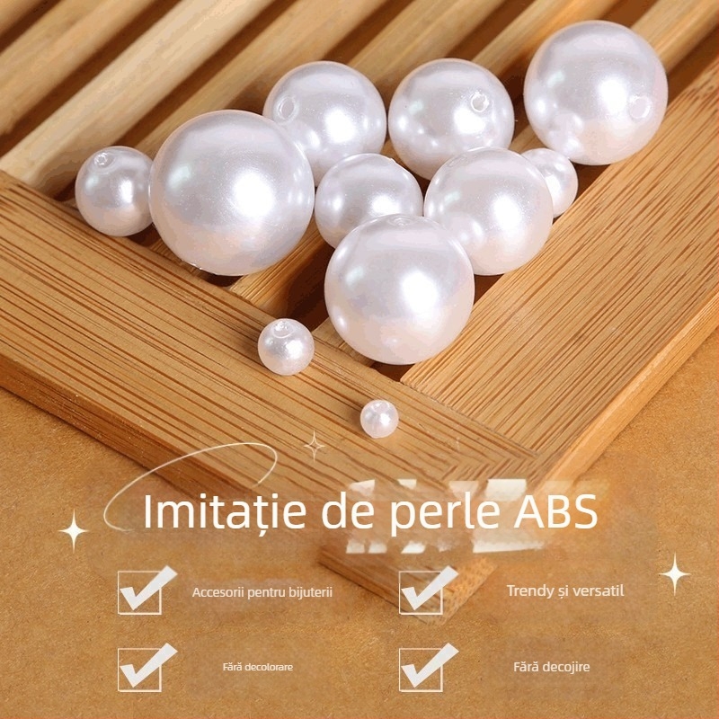 Mărgele ABS imitând perle cu gaură dreaptă pentru bijuterii DIY, brățări și coliere