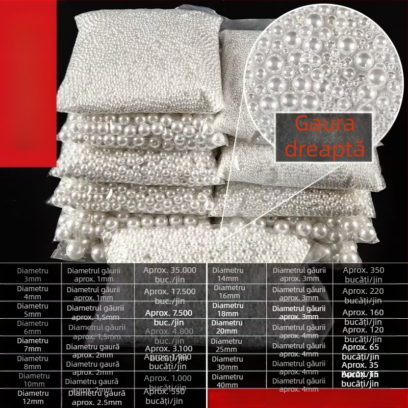 Mărgele ABS imitând perle cu gaură dreaptă pentru bijuterii DIY, brățări și coliere