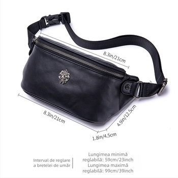 Geantă talie pentru bărbați din piele naturală – Piele de vițel, Primul strat, Căptușire din poliester, Crossbody