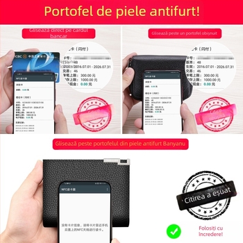 Ban yano portofel bărbați – piele naturală, primul strat de piele de vițel, ultra-ușor, rezistent la uzură, stil de afaceri