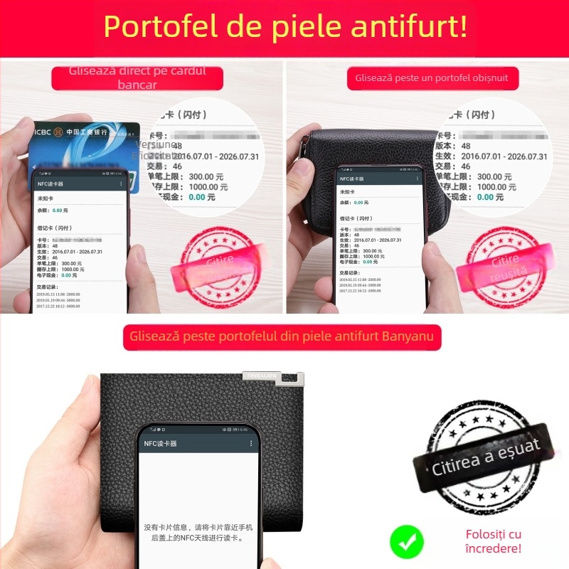 Ban yano portofel bărbați – piele naturală, primul strat de piele de vițel, ultra-ușor, rezistent la uzură, stil de afaceri