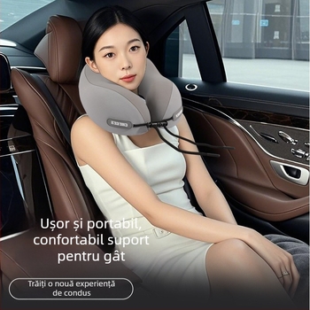 Chegeshi Pernă gât U pentru călătorii, umplere din spumă cu memorie, exterior din fibră sintetică, pentru toate anotimpurile, stil original