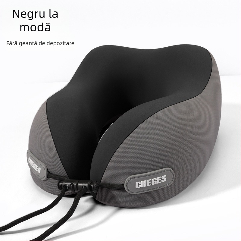 Chegeshi Pernă gât U pentru călătorii, umplere din spumă cu memorie, exterior din fibră sintetică, pentru toate anotimpurile, stil original