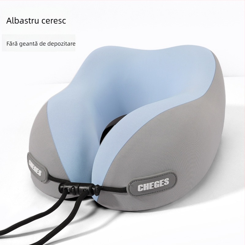 Chegeshi Pernă gât U pentru călătorii, umplere din spumă cu memorie, exterior din fibră sintetică, pentru toate anotimpurile, stil original