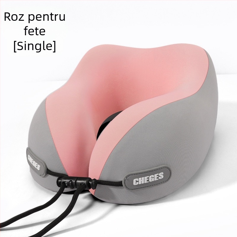 Chegeshi Pernă gât U pentru călătorii, umplere din spumă cu memorie, exterior din fibră sintetică, pentru toate anotimpurile, stil original