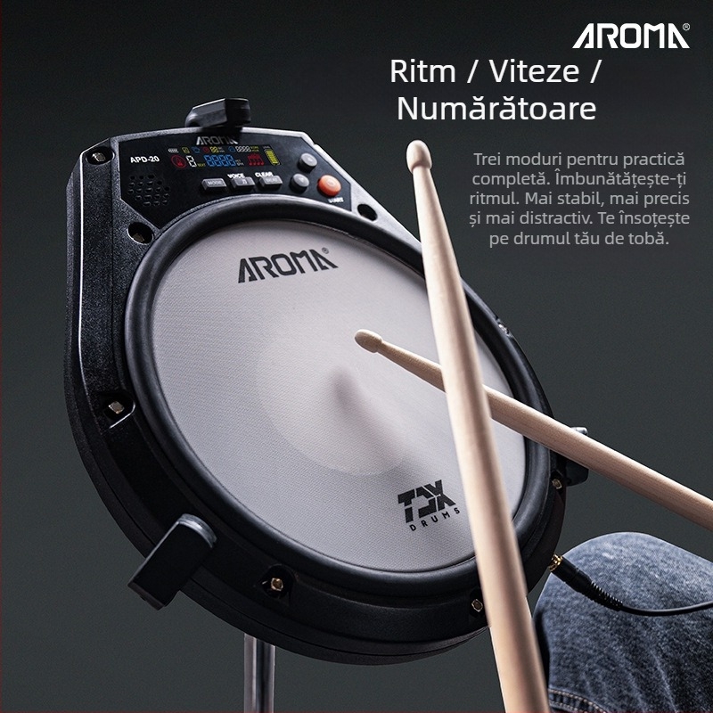 APD-20 Pad mut pentru tobă – pad de practică din ABS pentru începători, accesorii pentru tobă AROMA