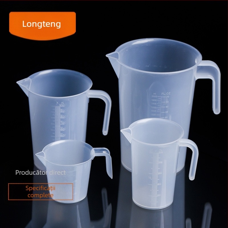 Cană de măsurat cu capac, rezistentă la temperaturi înalte, corp îngroșat, transparentă, cu scară gradată