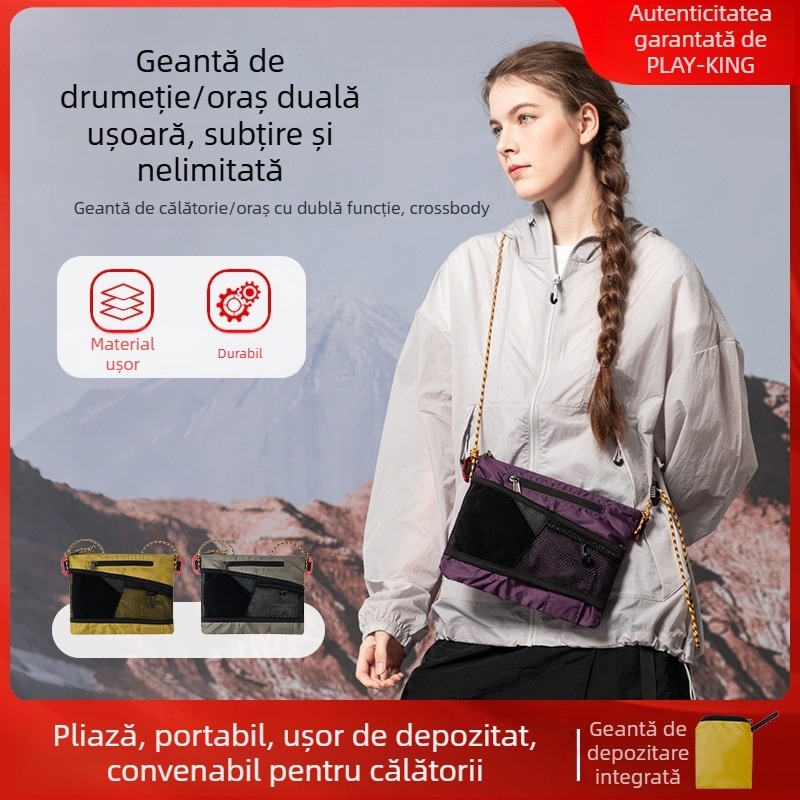 PLAY-KING Geantă Crossbody din Nylon pentru sporturi în aer liber – impermeabilă, ultraușoară, pliabilă, unisex, geantă pentru telefon