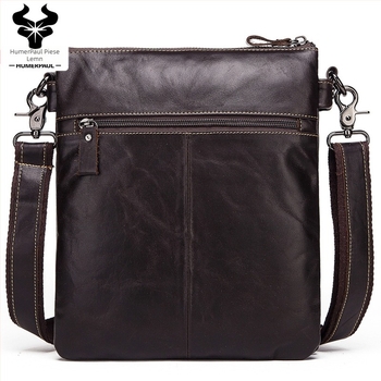 Geantă de umăr pentru bărbați din piele naturală, piele de vită în strat superior, model HL-MH553, căptușeală poliester, design uni