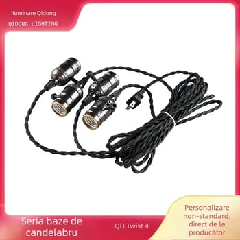 Cablu pentru lampă cu întrerupător răsucit, 110-250V, 4A, cablu împletit + metal + plastic, rezistent la 210°C