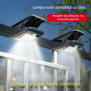 Lampa solară de perete LED pentru exterior, cu senzor de mișcare, pentru curte și grădină
