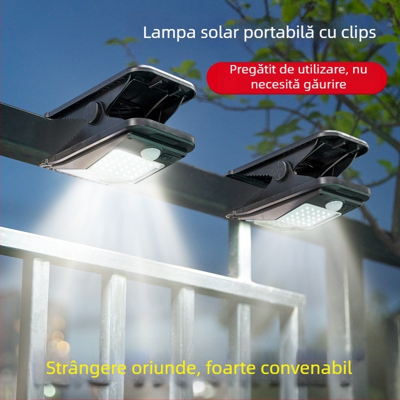 Lampa solară de perete LED pentru exterior, cu senzor de mișcare, pentru curte și grădină