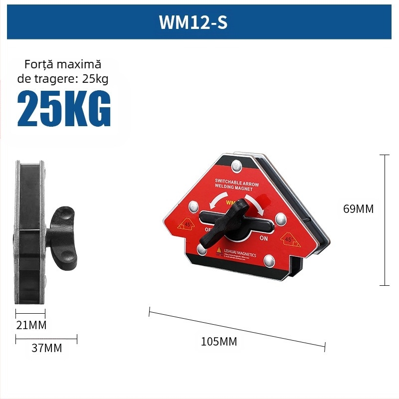 Pozitionator magnetic pentru sudură - Lishuai, forță de retenție 25 kg, dispozitiv de fixare pentru sudură