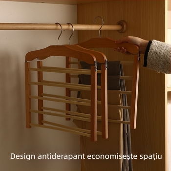 Raft pentru pantaloni din lemn, pentru garderobă, cu mai multe niveluri, antiderapant