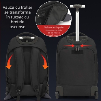 KINGSGEAR rucsac din material Oxford, cu roți de tip trolley; respirabil, impermeabil și rezistent; protecție a coloanei vertebrale; bretele curbate; destinat pentru școală.