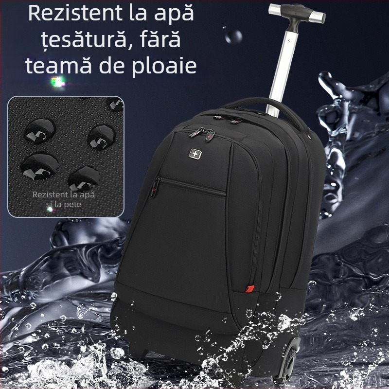 KINGSGEAR rucsac din material Oxford, cu roți de tip trolley; respirabil, impermeabil și rezistent; protecție a coloanei vertebrale; bretele curbate; destinat pentru școală.