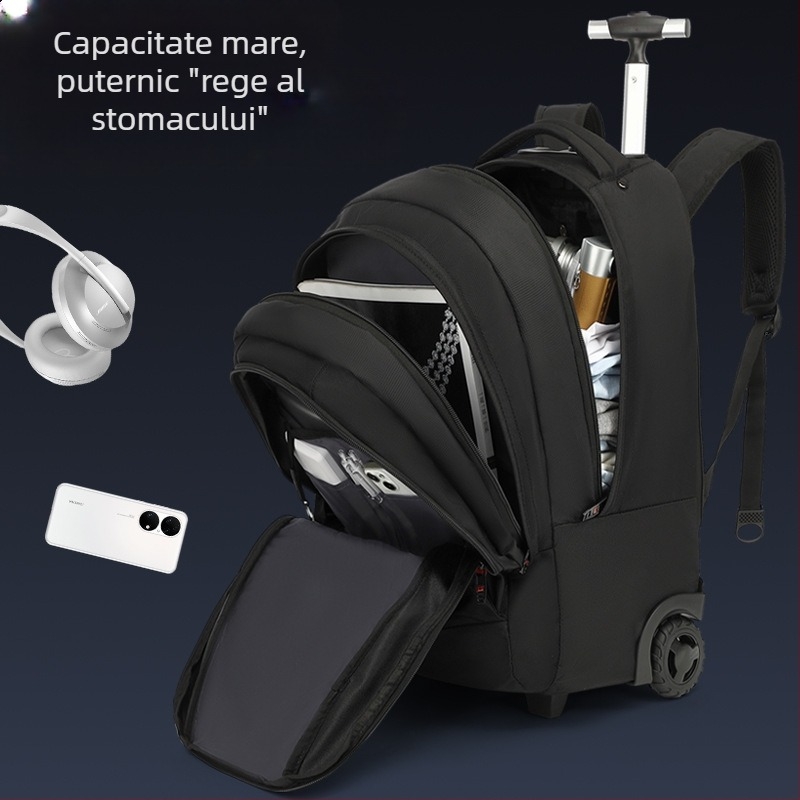 KINGSGEAR rucsac din material Oxford, cu roți de tip trolley; respirabil, impermeabil și rezistent; protecție a coloanei vertebrale; bretele curbate; destinat pentru școală.