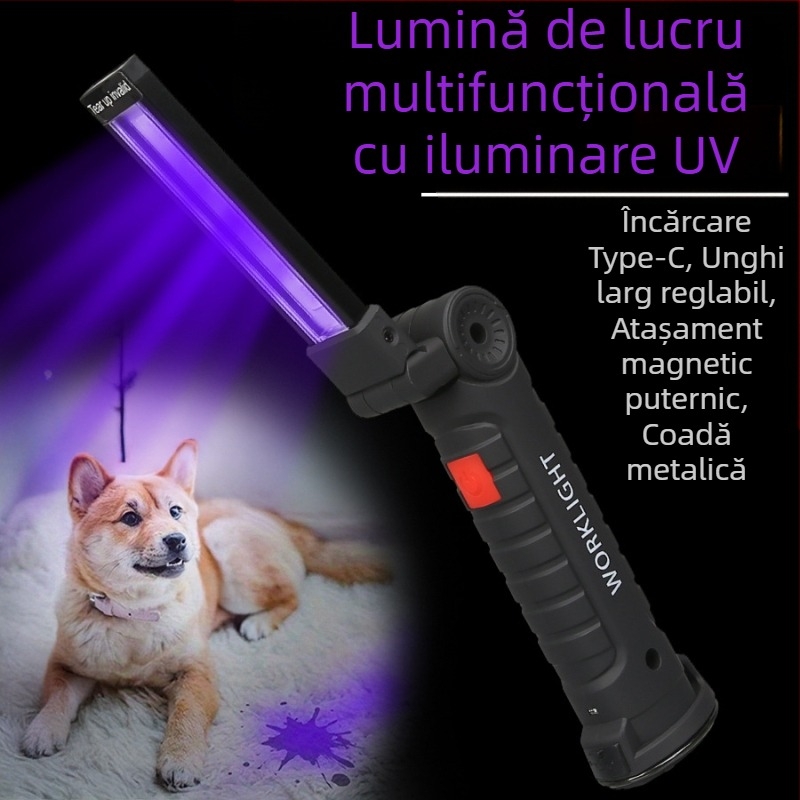 Lampa de lucru portabilă pentru exterior – sursă LED cu mai multe surse, reîncărcabilă, 10W, baterie 1200mAh, rotire de 360°, rază până la 500 m