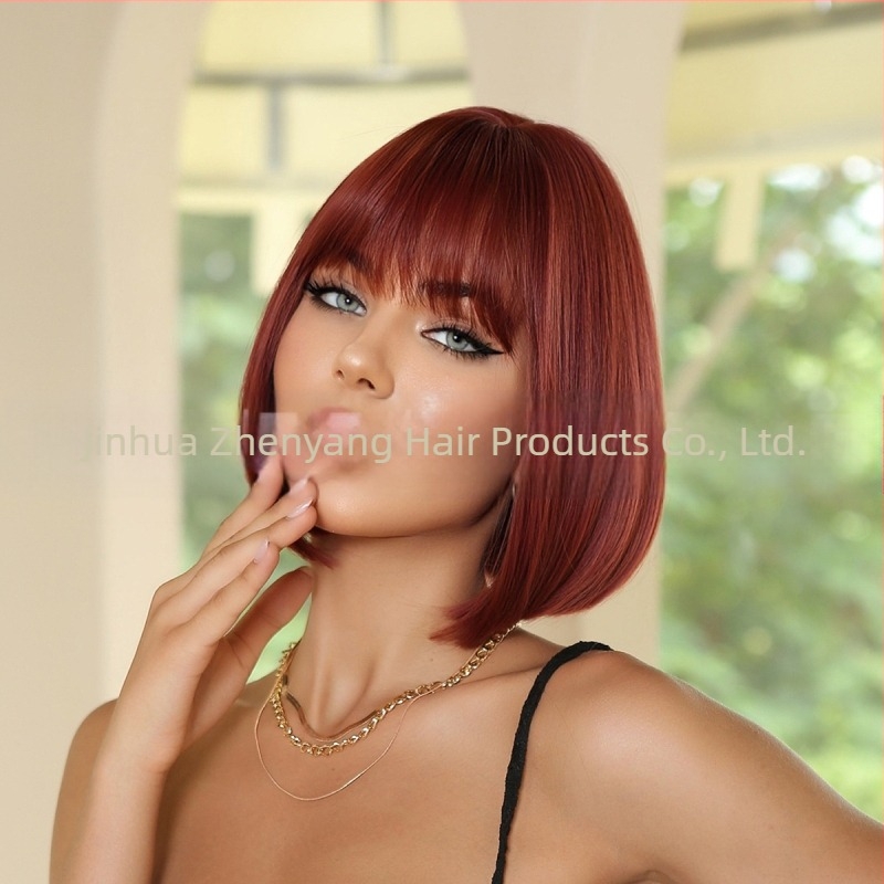 Perucă bob cu breton, fibră rezistentă la temperatură înaltă, vopsire fără încălzire, stil exotic