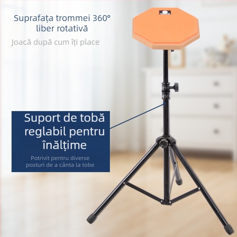 Set de plăci de antrenament pentru tobă, 8 inch, din cauciuc natural