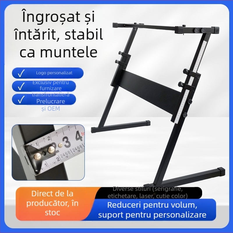 Stativ Z reglabil pentru pian electronic, cadru din fier, compatibil cu claviaturi de 54–61 de chei, model F