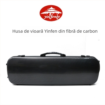 Carcasă pentru vioară - ultra-ușoară, fibră de carbon, încuietoare, higrometru, căptușeală din catifea