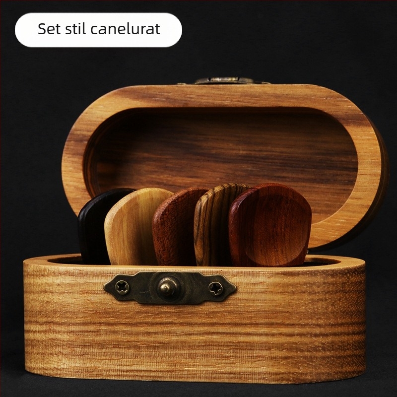 Cutie pentru plectre de chitară din lemn — cutie de depozitare, cutie cadou din lemn