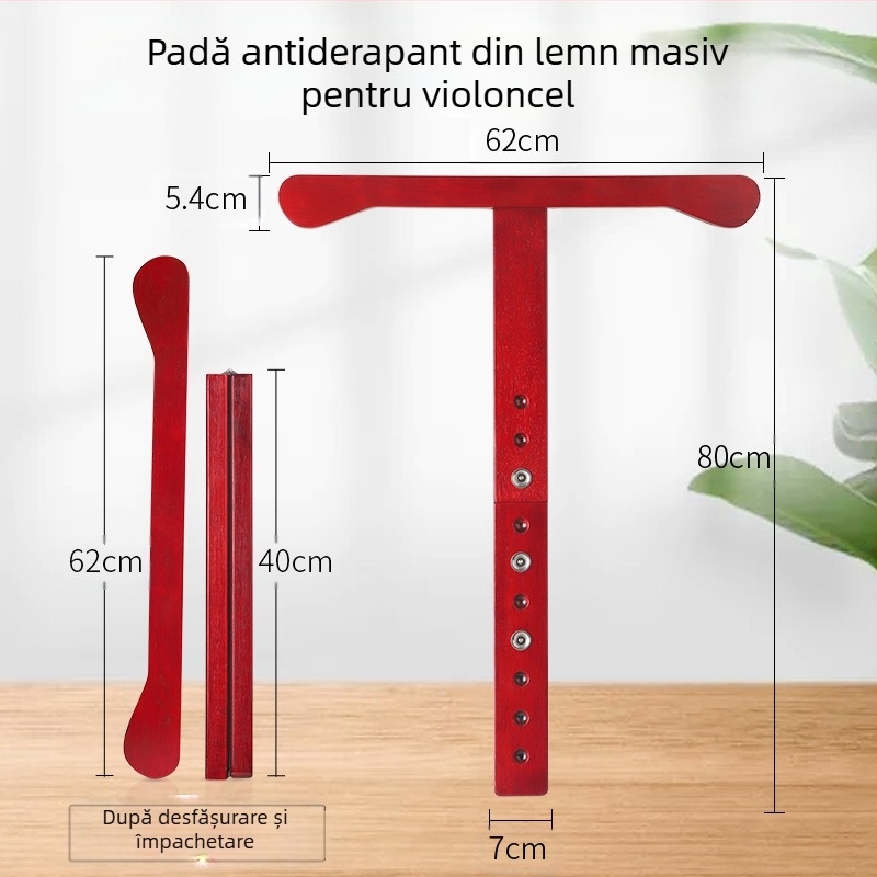 Juyifang Covoraș antiderapant în formă de T pentru violoncel, din lemn, model Cello anti-slip mat, ambalat într-o cutie de carton, pentru instrumente muzicale