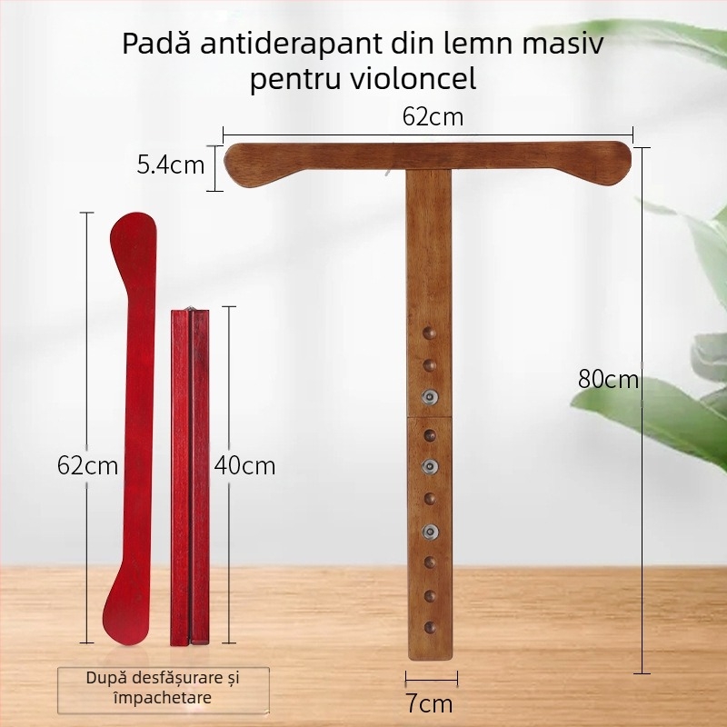 Juyifang Covoraș antiderapant în formă de T pentru violoncel, din lemn, model Cello anti-slip mat, ambalat într-o cutie de carton, pentru instrumente muzicale