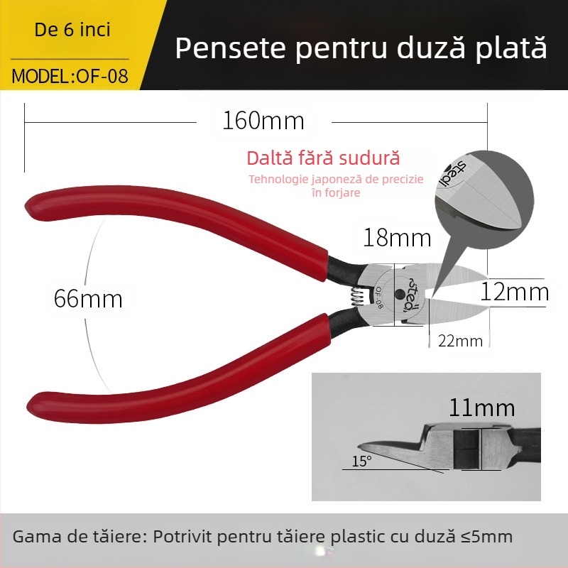 Sitli clește antimagnetic pentru electronice – fălci plate, gură subțire, cap plat