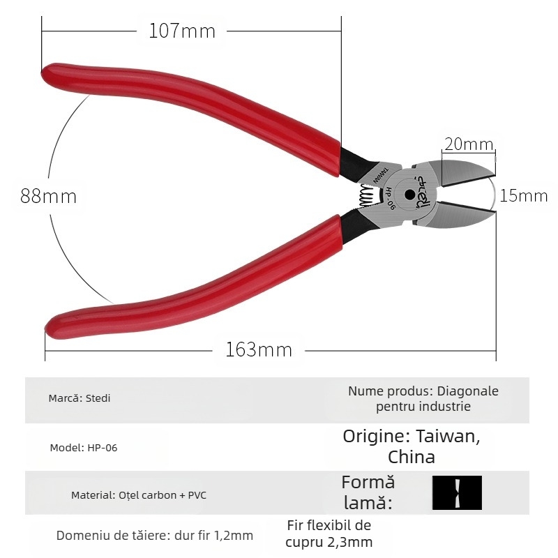 Sitli clește antimagnetic pentru electronice – fălci plate, gură subțire, cap plat