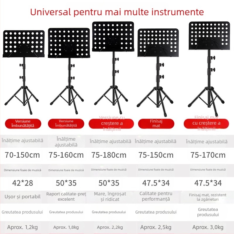 Suport pentru partituri muzicale, pliabil și universal pentru chitară, vioară, Guzheng și Erhu — cadru din fier; modele: cadru mediu, cadru mare, cadru tip spectru; brand Remembering Ming