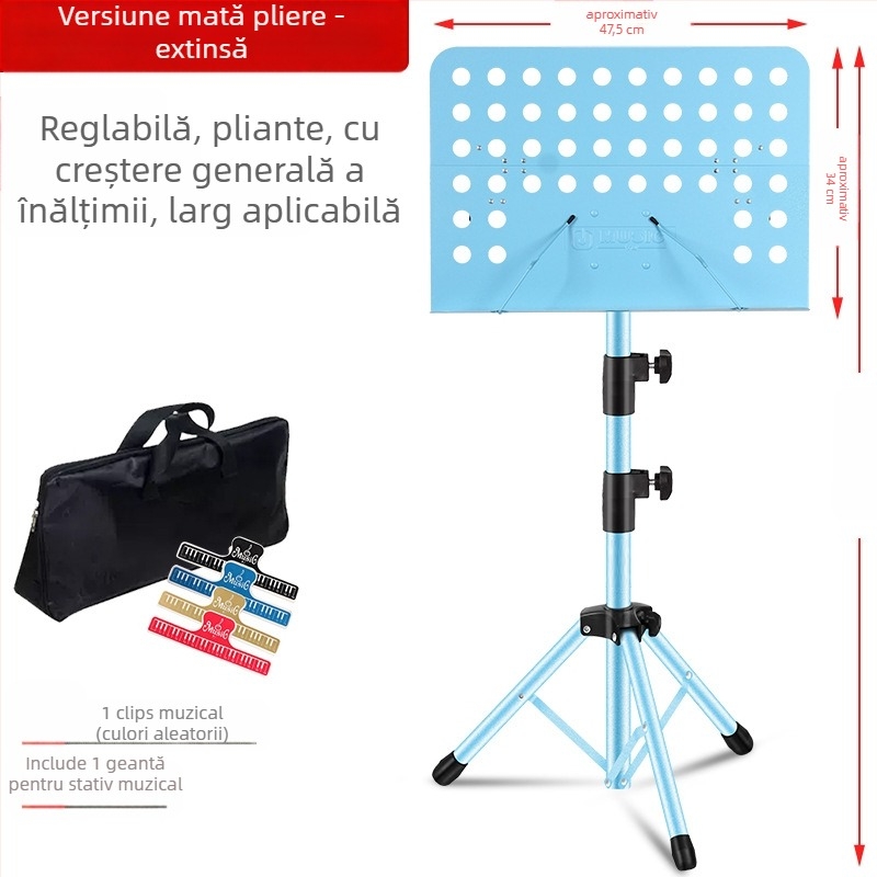 Suport pentru partituri muzicale, pliabil și universal pentru chitară, vioară, Guzheng și Erhu — cadru din fier; modele: cadru mediu, cadru mare, cadru tip spectru; brand Remembering Ming
