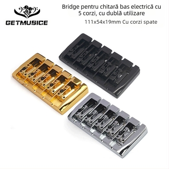 Placă ferrule pentru punte bas cu 5 corzi, pentru string-through și bottom stringing, metalică, multicoloră