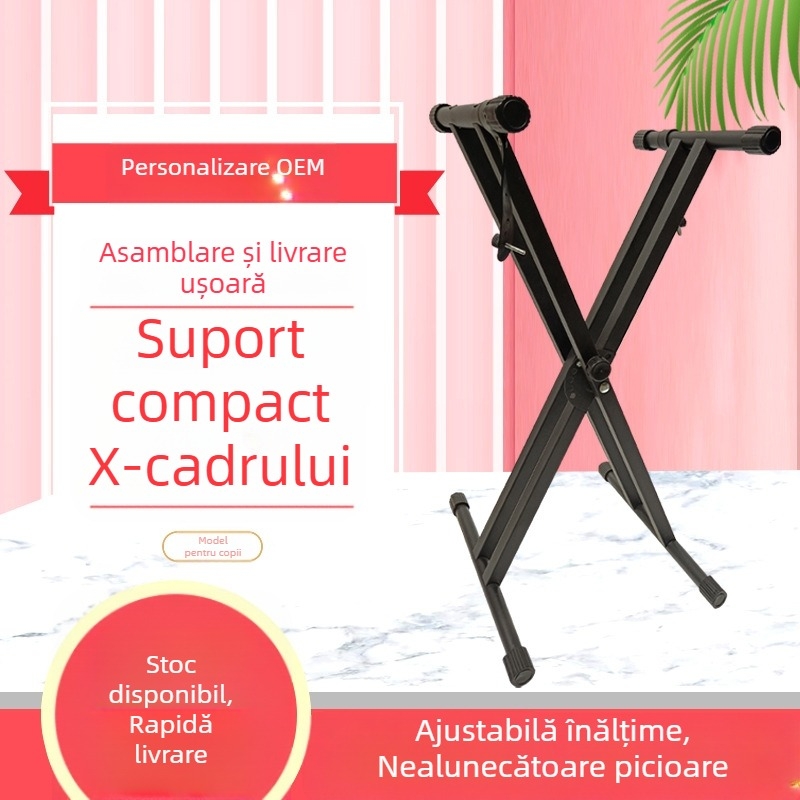 Suport rabatabil pentru organ electronic, cu bare paralele mici, suport demontabil de tip X