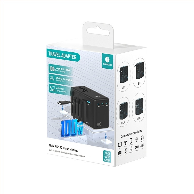 Kantravel adaptor de călătorie PD70W pentru încărcare rapidă cu cablu de date — priză universală, compatibilitate la nivel mondial