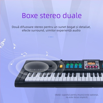 Tastatură electronică pentru copii, 61 taste, multifuncțională, cu microfon și sursă de alimentare; material: plastic; origine: Fujian; vârstă 4-6 ani; certificare 3C 2014152202012591