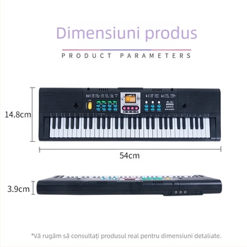 Tastatură electronică pentru copii, 61 taste, multifuncțională, cu microfon și sursă de alimentare; material: plastic; origine: Fujian; vârstă 4-6 ani; certificare 3C 2014152202012591