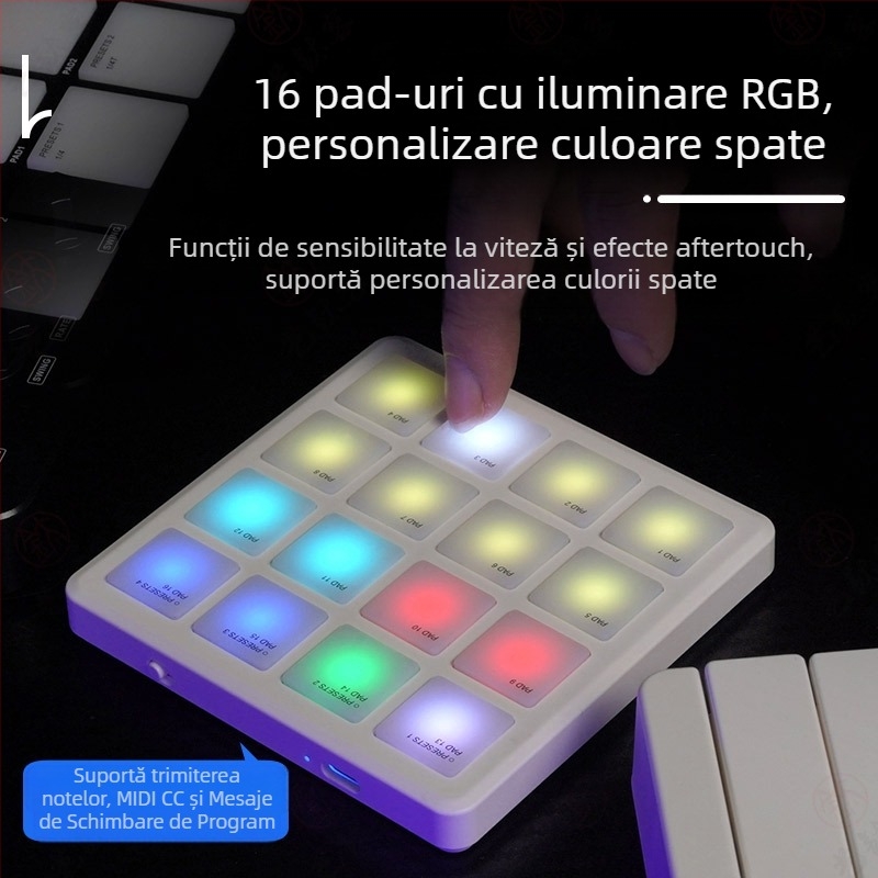 M-VAVE SMC PAD Pocket - Pad Mini MIDI Keyboard Controller, carcasă ABS
