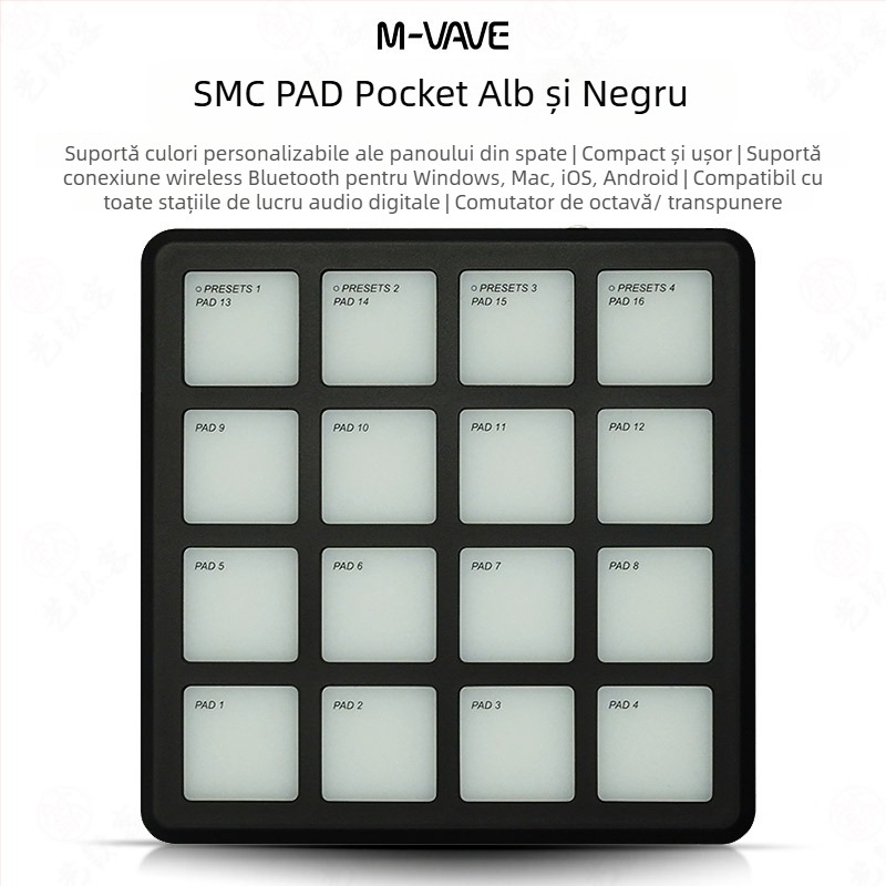 M-VAVE SMC PAD Pocket - Pad Mini MIDI Keyboard Controller, carcasă ABS