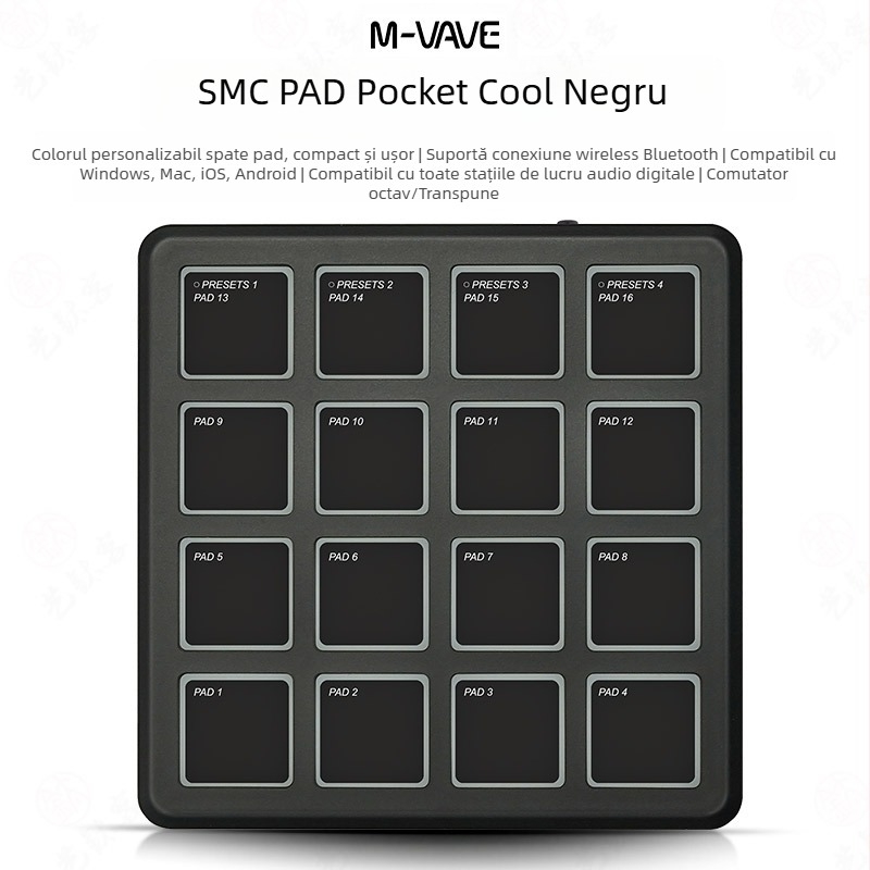 M-VAVE SMC PAD Pocket - Pad Mini MIDI Keyboard Controller, carcasă ABS