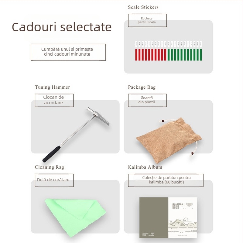 Kalimba cu placă de 21 tonuri, Hluru Class B model de înaltă calitate, ambalaj profesional