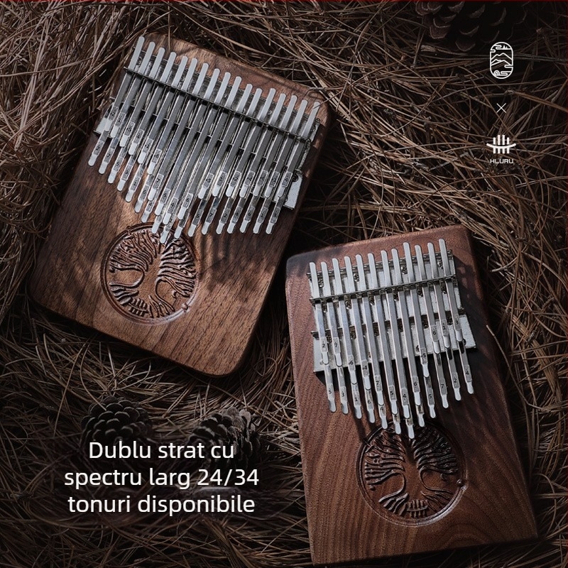 Kalimba pentru deget, 24 de tonuri, în tonalitatea C, cu strat dublu, include semitonuri