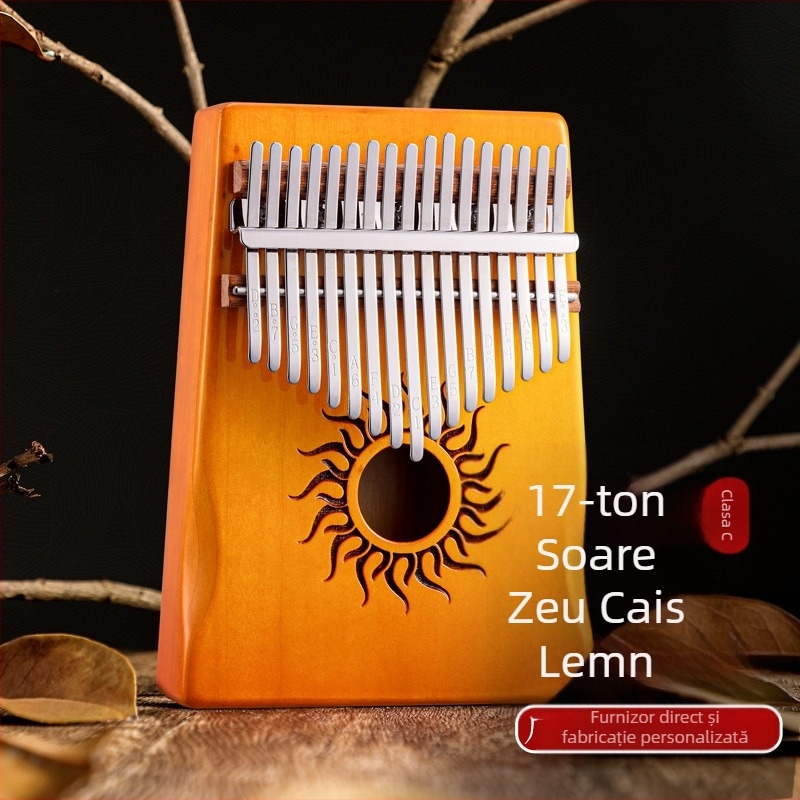 Kalimba Huashu (pian deget) - 17 sunete, lemn de arțar, instrument pentru începători