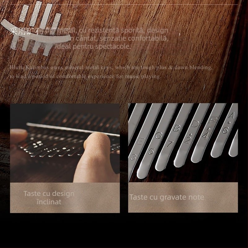 Kalimba degetelor – versiune îmbunătățită tip cutie Class B, 21 tonuri, instrument muzical portabil